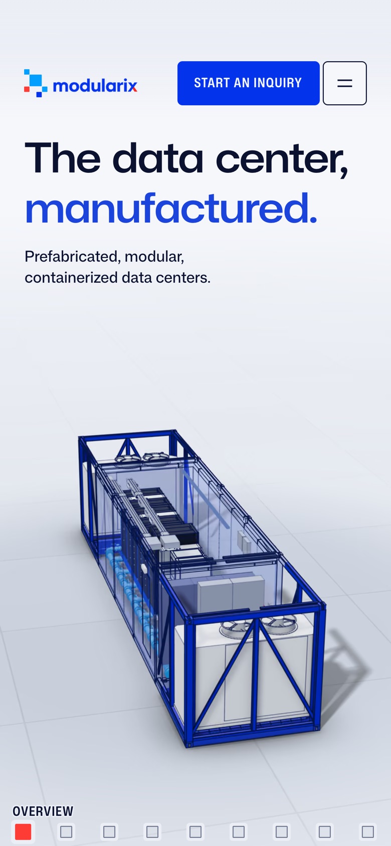 Modularix website home page on a phone